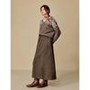 INMAN Damen Retro Jacquard V-Ausschnitt Drop Shoulder Pullover