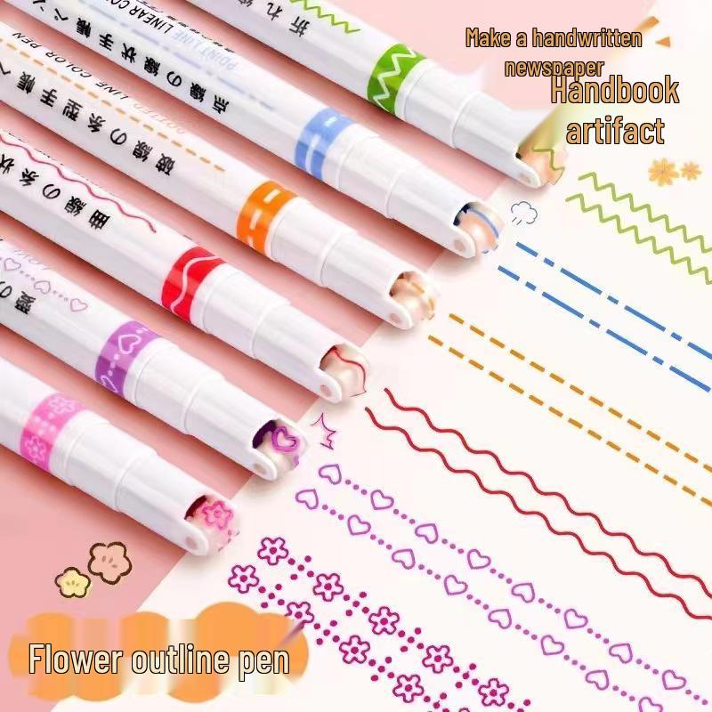 Flower Outline Pen: Multi-Color Lace Journal & Fluorescent Marker for Hand-Copied Notes