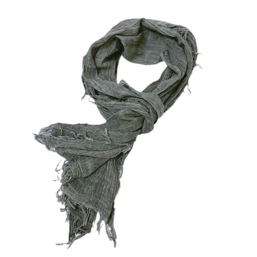Retro Fluffy Edges Cotton Scarf Personality Wrinkle Design Slender Spring Summer Long Scarves