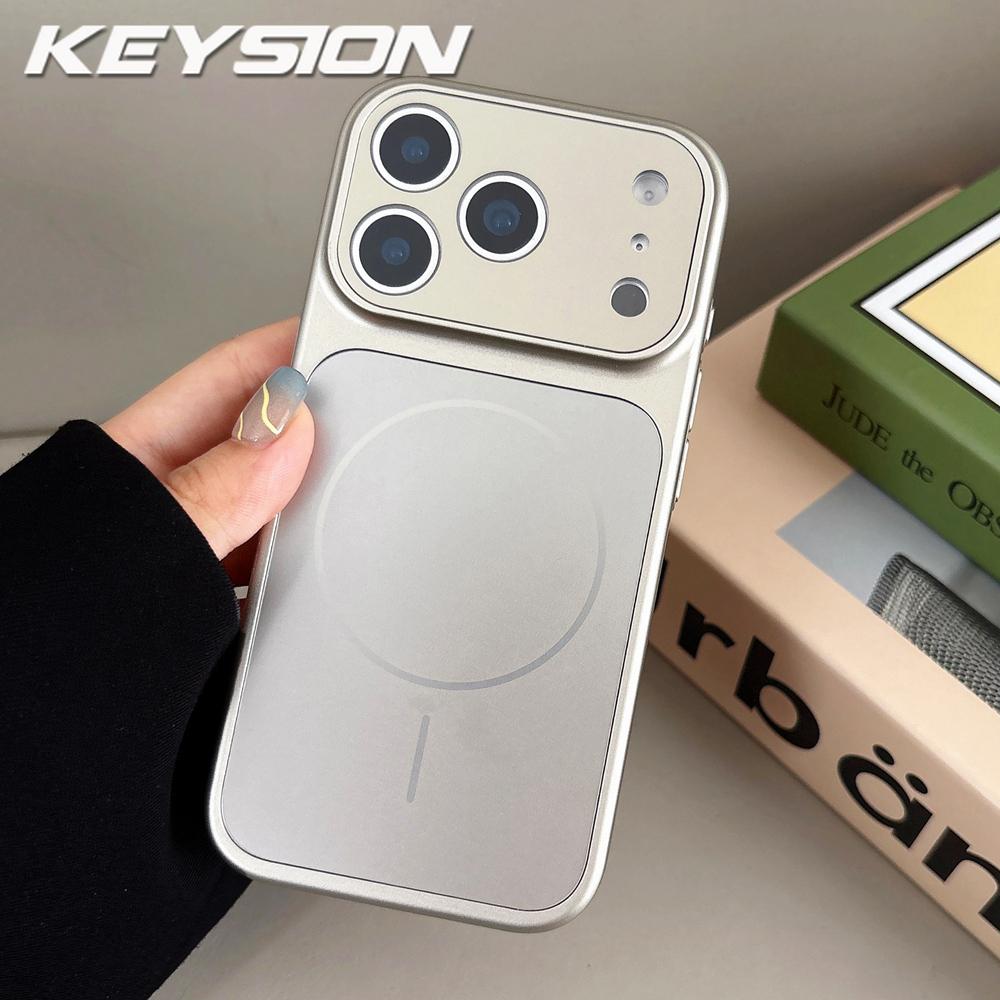 

KEYSION Original Matte Glass Phone Case for MagSafe for iPhone 13 14 15 16 17 Pro Max 17 Air Magnetic Wireless Charging Armor Cover for iPhone 13 Pro Max серый