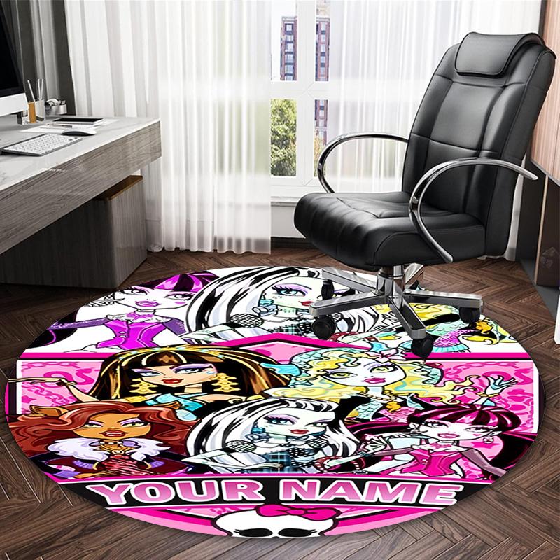 Customizable Monster High Draculaura1 Round Non-Slip Carpet - Ideal for Garden, Picnic, Office, Perfect for Decoration, Suitable For All Seasons