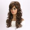 Synthetische Braune Gemischt Blonde Strähnchen Perücken für Frauen Lange Lockige Perücke mit Pony Natürlich Elegant Mami Täglich Damenperücke Party