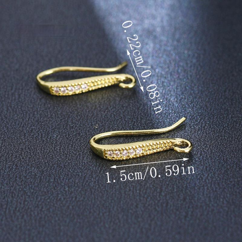 18K Gold-Plated Copper U-Shaped Ear Hooks with Zircon for DIY Earrings, Available In Three Colors