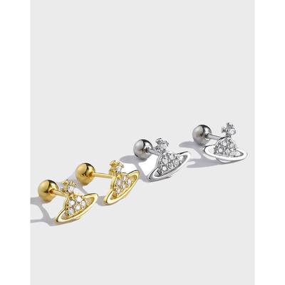 Big Via Inlaid Zircon Simple Small Saturn Earbone Nails Fashionable Screw To Sleep Without Ear Removal Jewelry