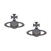 Mayfair Saturn Stud Design Earrings Unisex Earrings Gunmetal-Grey Purple-Diamond 8050889826873