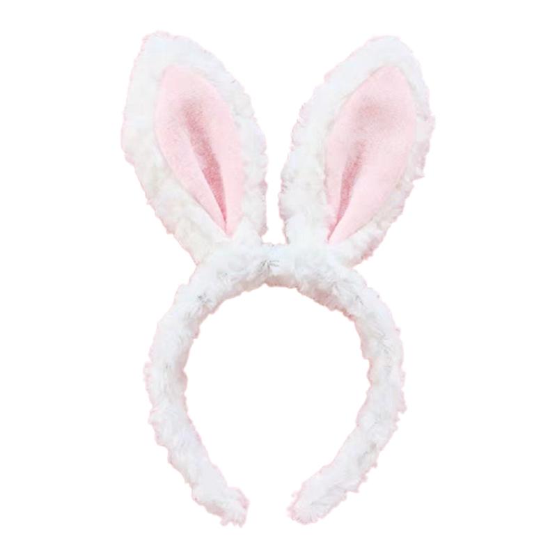 

Soft Headband with Bunny Ears Plush Animal Hair Hoop Fluffy Easter Christmas Cosplay Cartoon Theme Party Costume