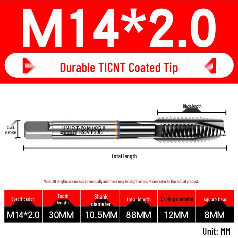UMLO High Vanadium Spiral Tap Machine for M3-M10 Stainless Steel Tapping