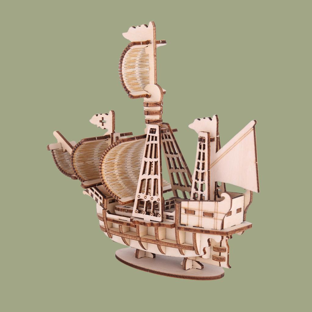3D Puzzle Diy Wooden Toy Small Sailboat Assembly Model Adult Birthday Halloween Christmas Gift