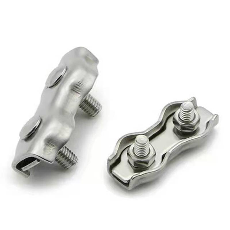 1pcs/5pcs 304 Stainless Steel Wire Rope Duplex Clamp Cable Chuck Fixing Clip M2 M3 M4 M5 M6 M8 M10