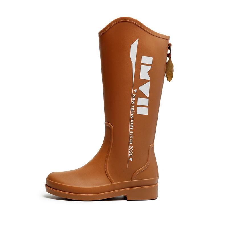 New high tube rain shoes women's water shoes fashion rain boots outdoor rubber shoes fleece thickened non-slip water boots