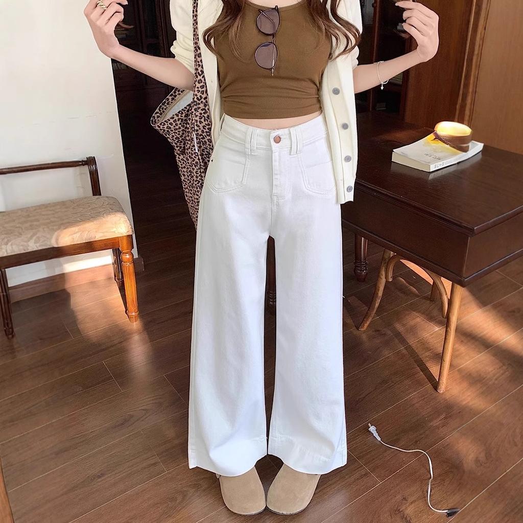 Women's High Waist Micro Flare Jeans Plus Size Loose Wide Leg Denim Trousers