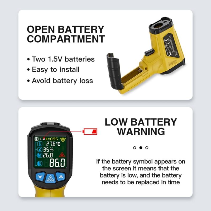 MESTEK Digital Temperature Thermometer -50 to 800℃ Temp with High Low Temperature Alarm Portable