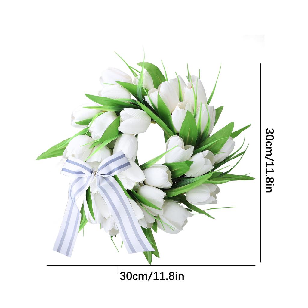 Artificial Flowers Tulip Wreath White Spring In The Summer Wedding Decoration Wall Hanging Home Party Simulation Garland