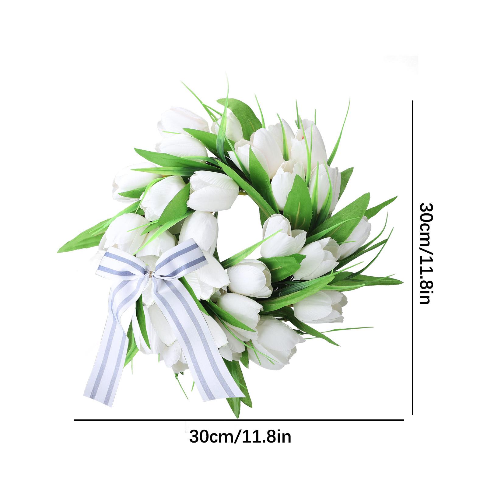 

Artificial Flowers Tulip Wreath White Spring In The Summer Wedding Decoration Wall Hanging Home Party Simulation Garland