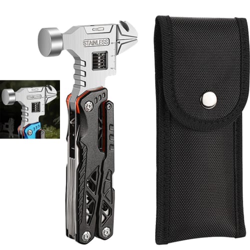 This Versatile Outdoor Wrench, Hammer, and Pliers Set Combines Multiple Functions. It's a Portable, All-in-one Combination Tool for Self-defense, and