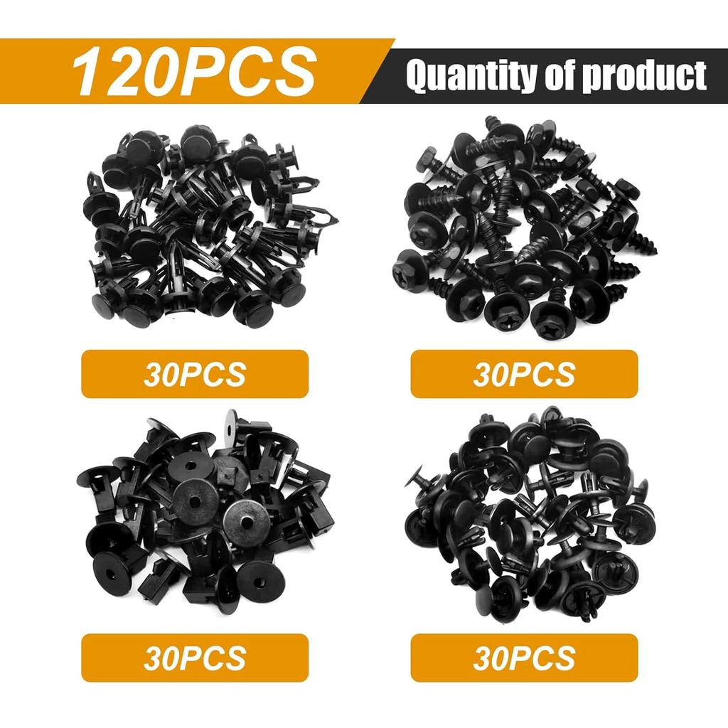 120Pcs 4-In-1 Bumper & Fender Liner Clip Kit - Bumper Screw Bolt/Body Bumper Rivet Fender Clips Compatible With Toyota Lexus, Replaces 90159-60498,