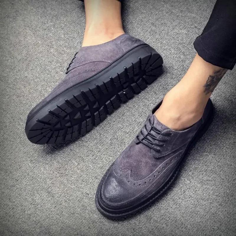 Fashion Brand Fashion Mens Flats Shoes Casual British Style oxfords Business Shoes Men Dress suede Brogue Party Formal Shoes 2025 gh7