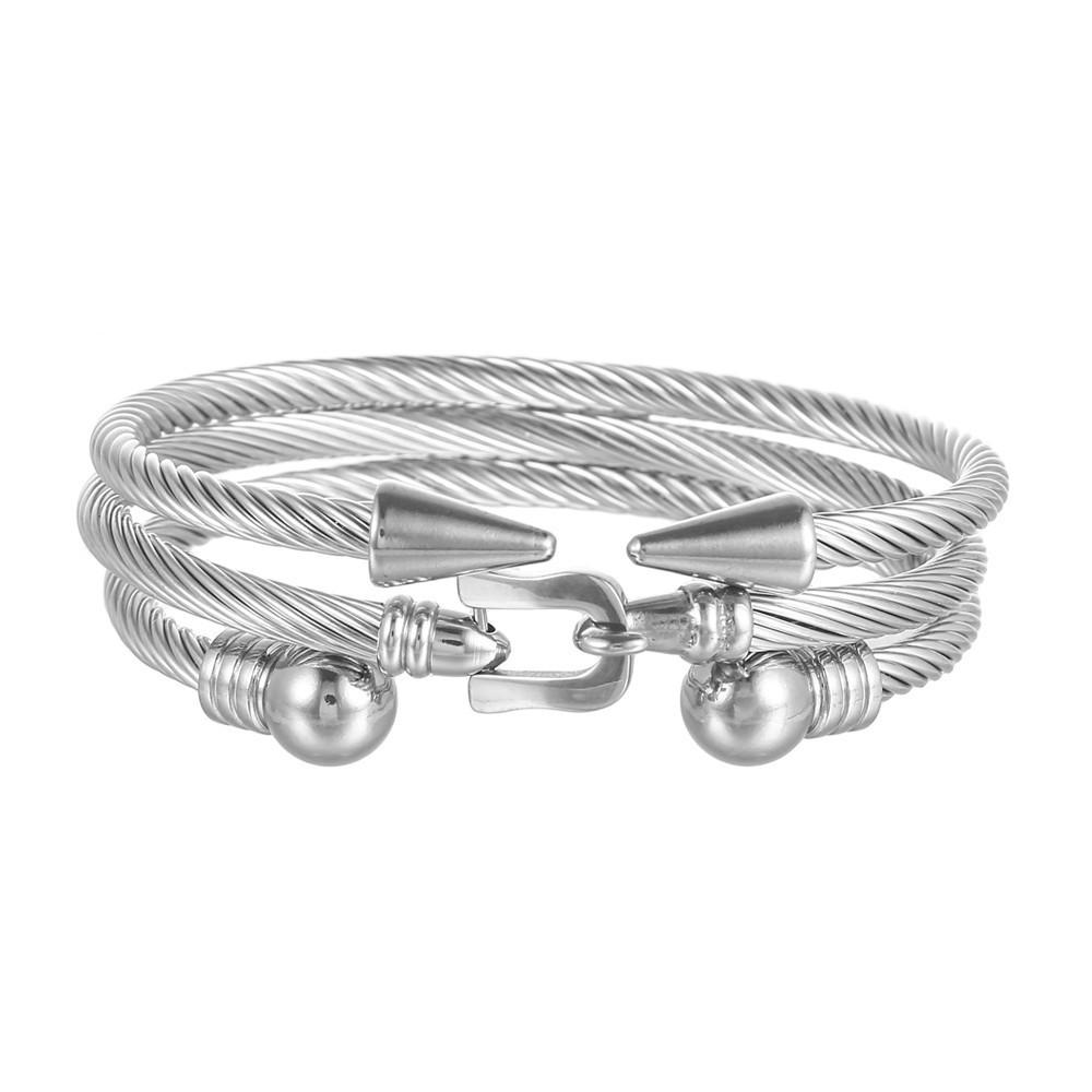 Geometric Stainless Steel Men Women Bracelets With Roman Letter Bead Design For Travel Gift