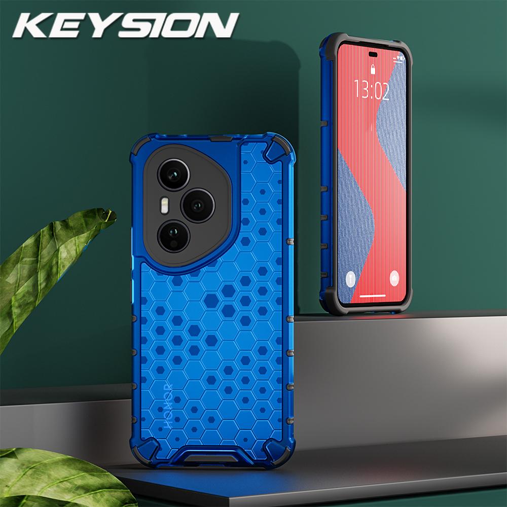 KEYSION Stoßfeste Panzerhülle für HONOR 400 Pro 5G Weiches Silikon+PC Transparentes Waben-Handy-Rückcover für Huawei Honor 400