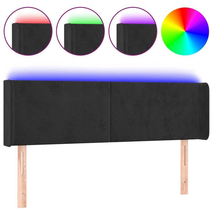 VidaXL LED Headboard Bedroom Furniture Double Bed Accessory Head of Bed Frame Interior Black 3123006
