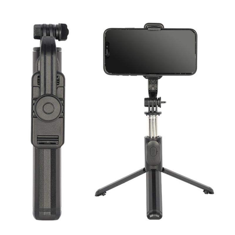 Remote Shutter Extendable Selfie Stick Tripod Stand Aluminum Alloy with Detachable Desktop Tripod Phone Holder for Live чёрный