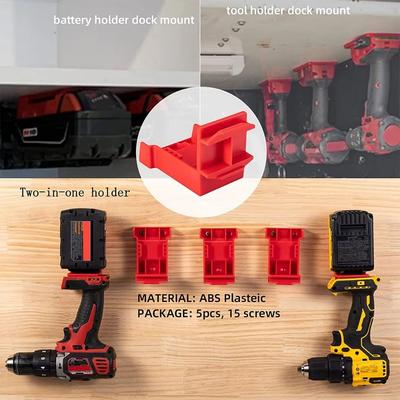 1/5PCS 2-in-1 Power Tool Holders Dock Holder Mount Hanger Stand Battery Holder Fixing Seat Battery Mount