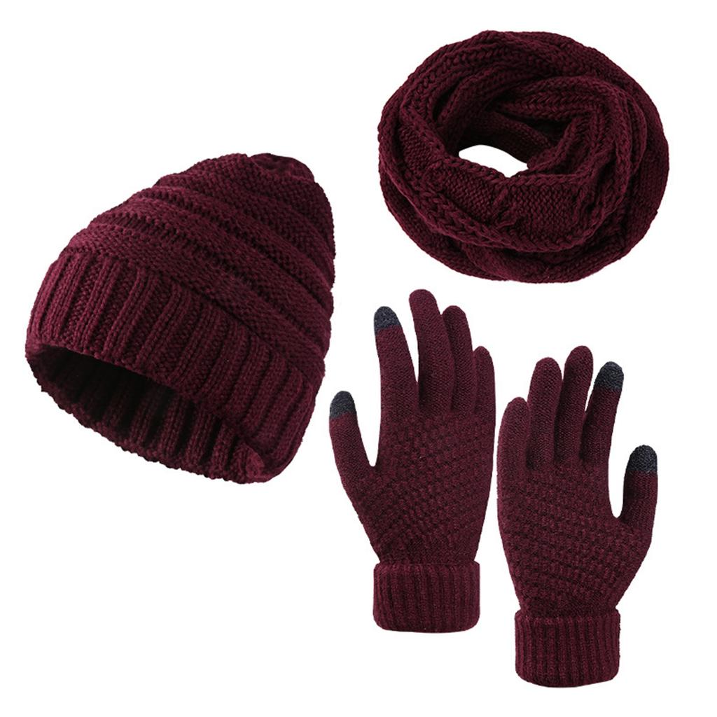 Knitted Hat, Scarf And Gloves Three-piece Set Knitted Imitation Cashmere Wool Scarf And Hat Set