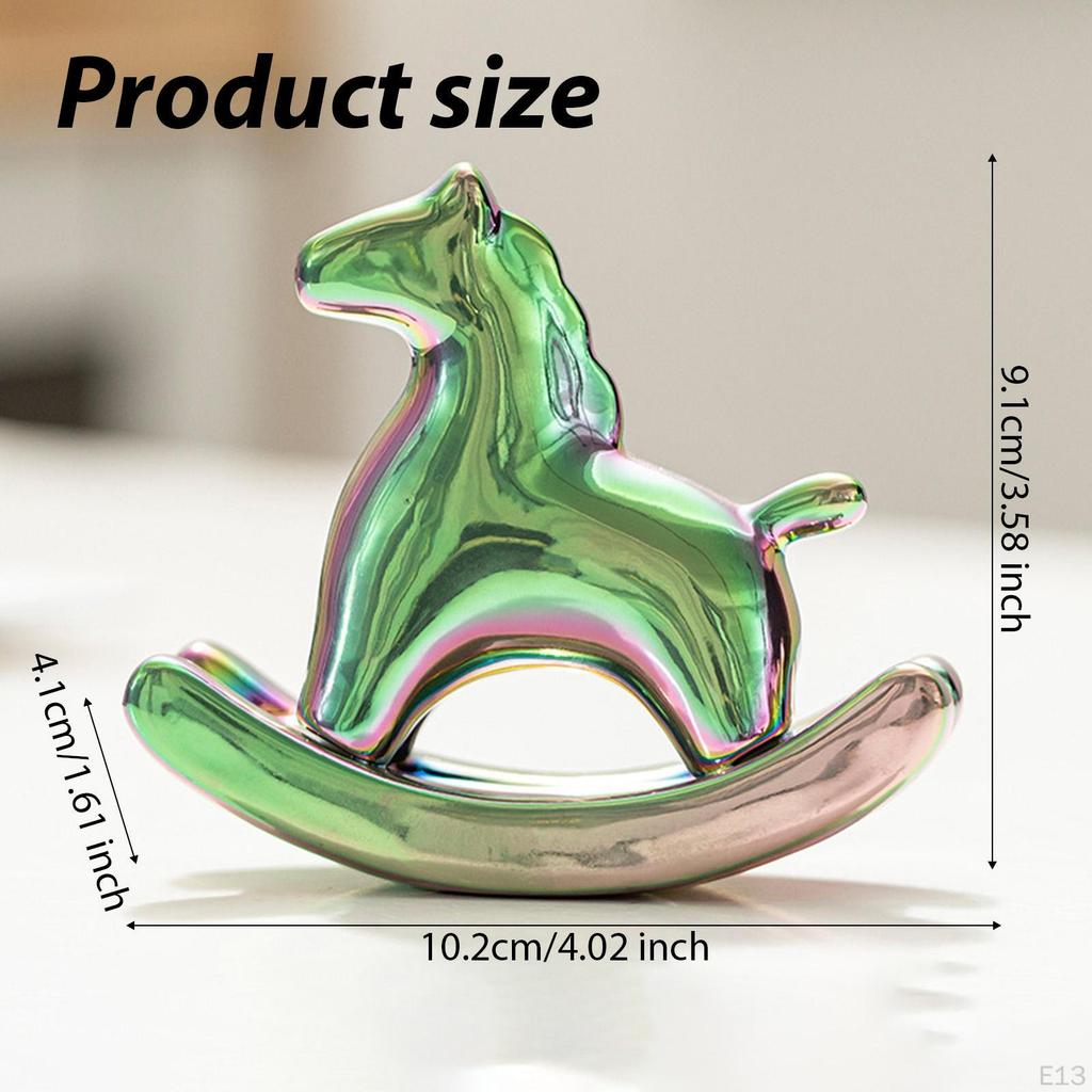 Miniature Horse Figurine Animal Sculpture Ceramic Tea Pet Rocking Statue for Living Room