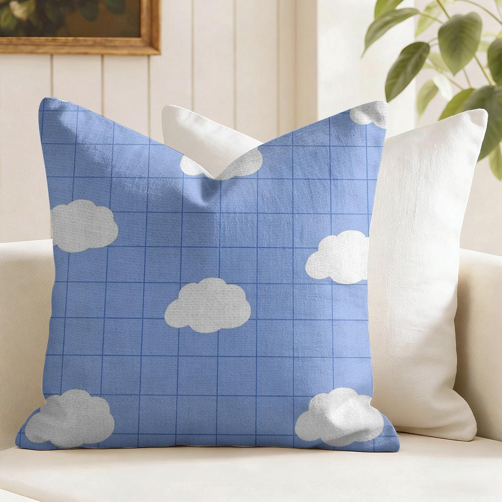 Mode Wolken Kussenhoes Natuurlijk Linnen Dubbelzijdige Print Sierkussenhoes voor Bank Bank Huisdecoratie