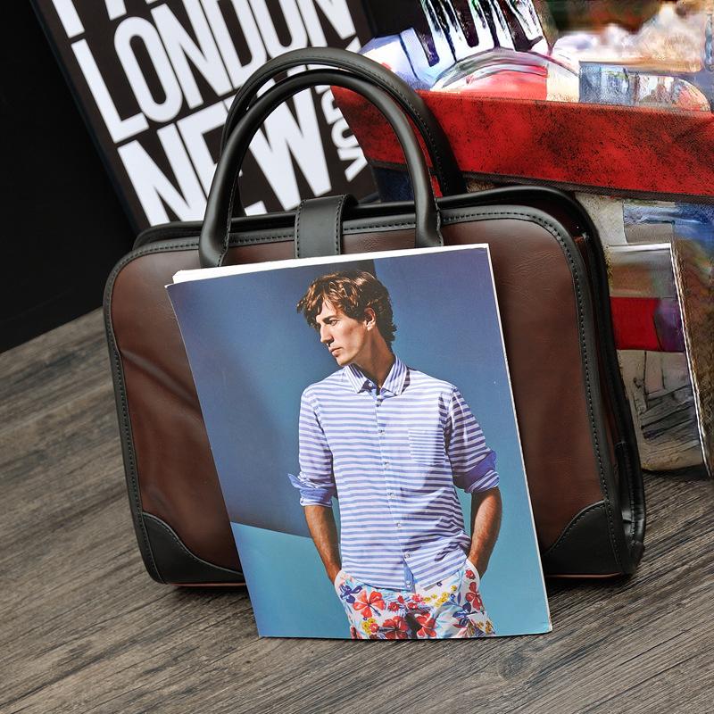 Crazy Horse Leather Men's Bag New Trendy Business Office Handbag Men's Retro Shoulderbag Messenger Briefcase
