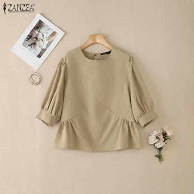 Γυναικεία Καθημερινή Μπλούζα με Στρογγυλή Λαιμόκοψη, Μονόχρωμη, με Μανίκια 3/4