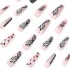 24Pcs/Set Quick Nails Black Butterfly Flame False Nials Sticker Wearable Waterproof Manicure Finished Nails
