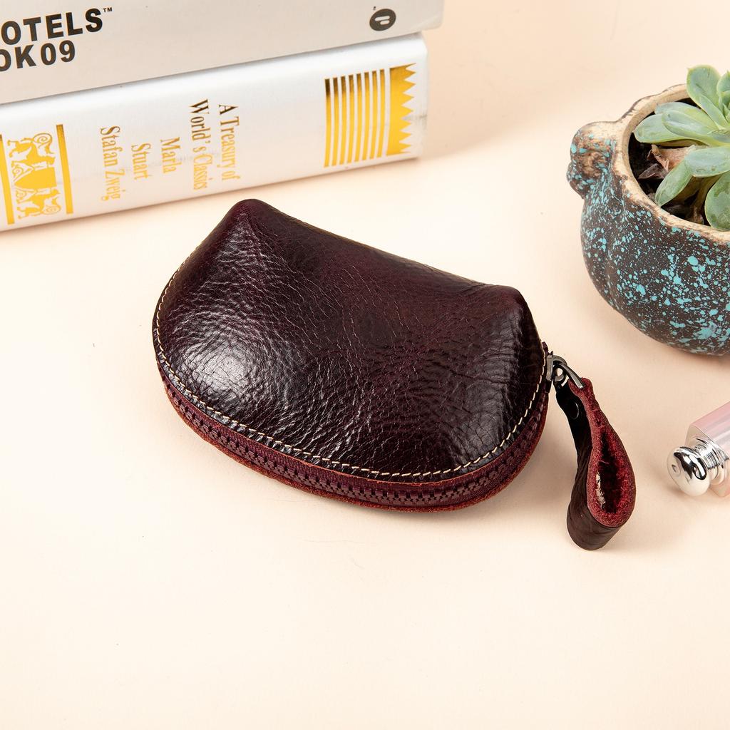 Genuine Leather Coin Purse for Women Mini Wallet Key Lipstick Storage Bag Small Cute Case