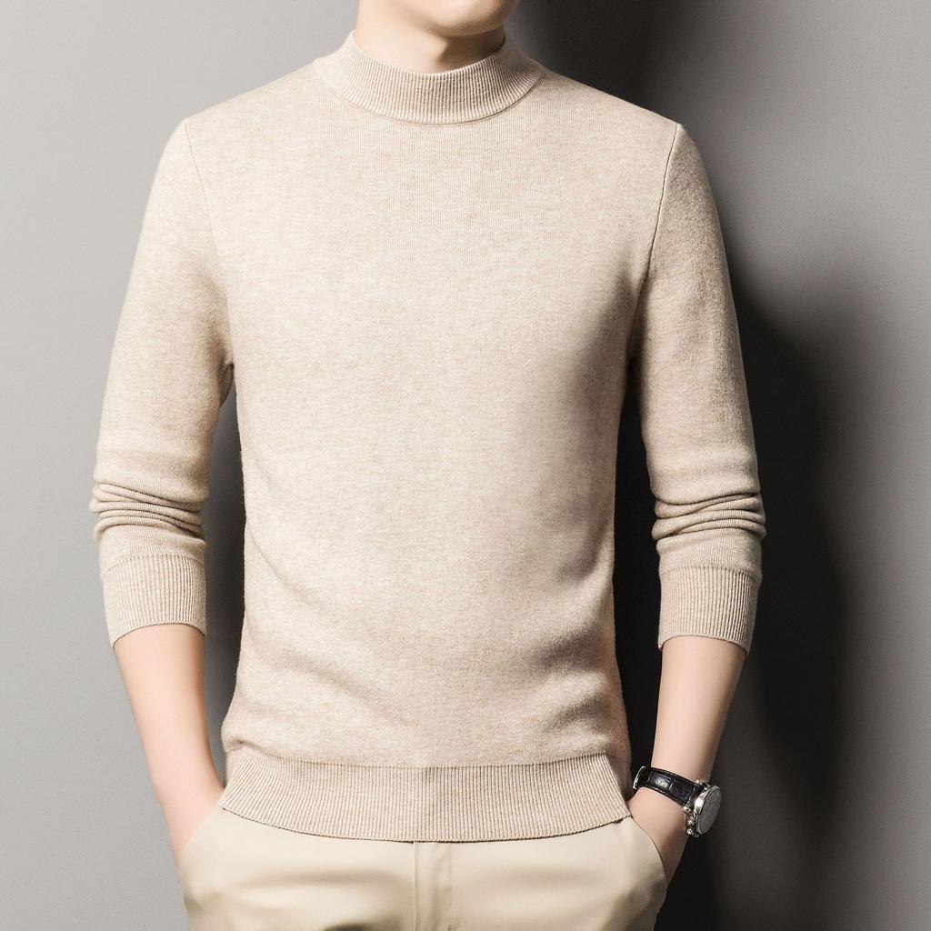 Plus Size Men Shirt Sweater Solid Color Half High Collar Casual Slim Long Sleeve Thicken Warm Tight for Men Clothes Inner Wear