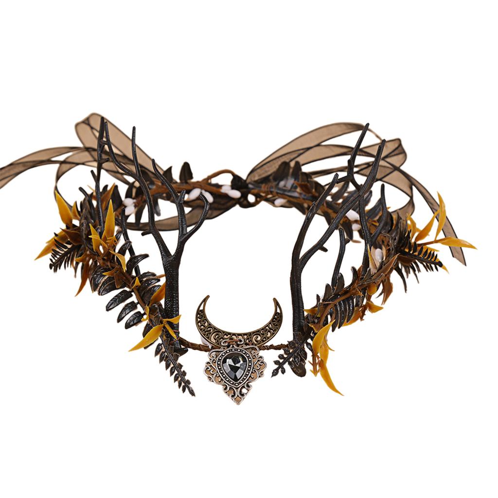 Natural Elf Forest Theme Headpiece With Realistic Twigs And Plastic Grass For Outdoor Party Photography Costume Props