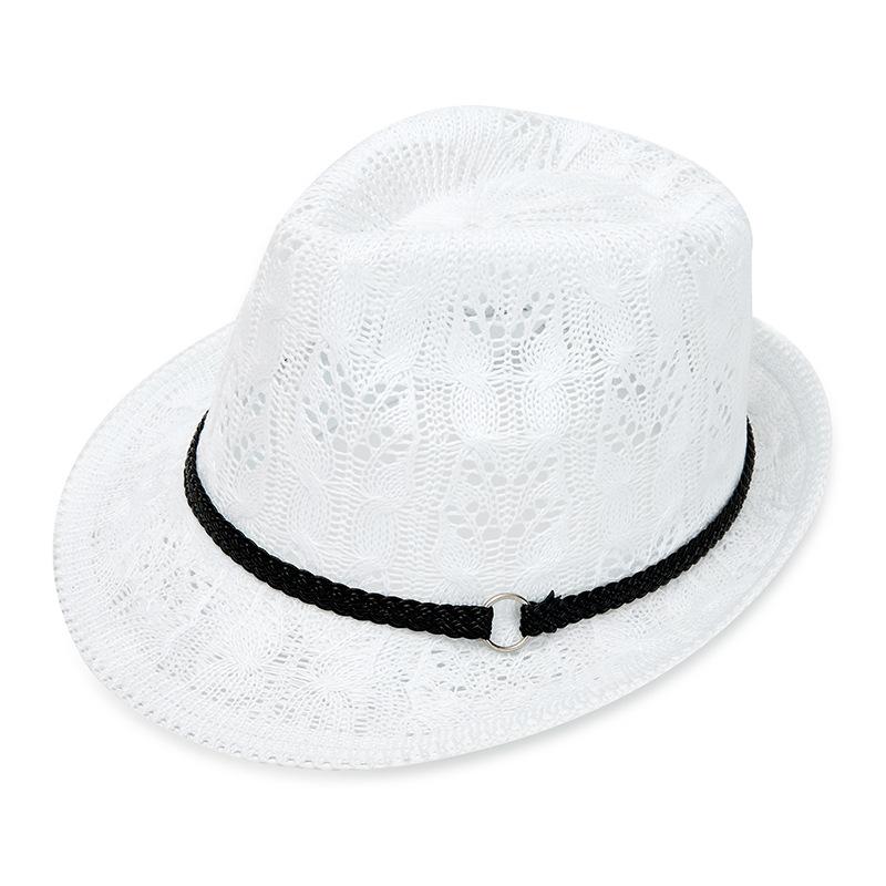 Summer Men Women Hollow Mesh Panama Hat British Retro Jazz Hat Vacation Breathable Sun Protection Sunshade Hat
