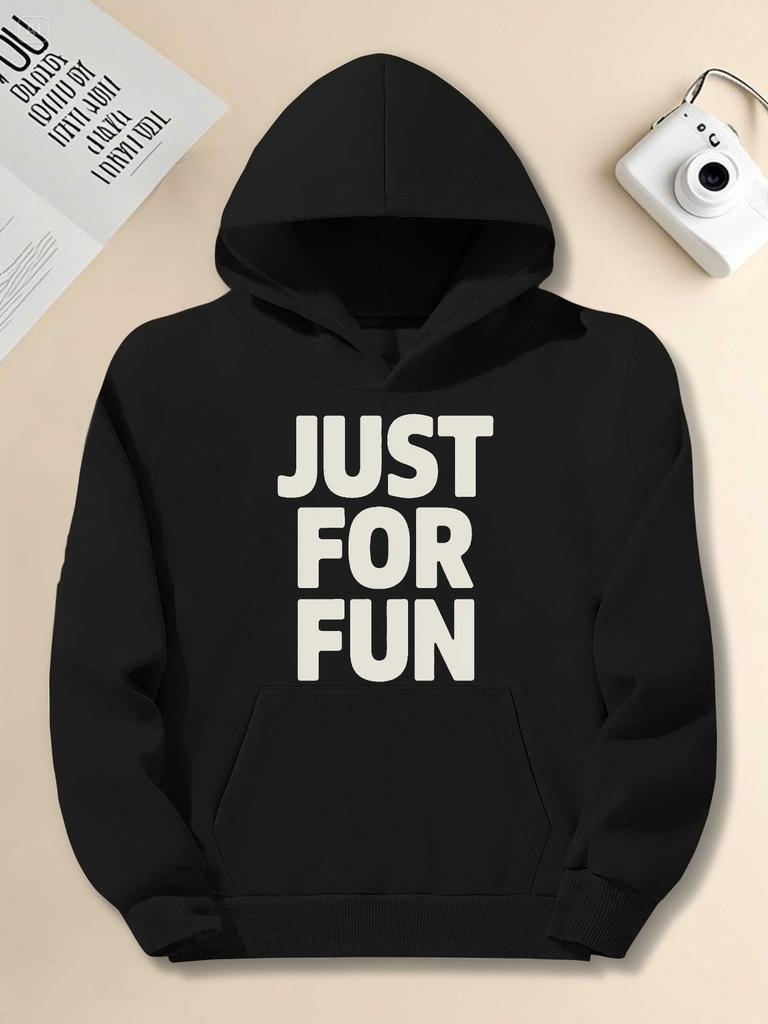 Typography JUST FOR FUN Stacked Text JPH-9 Plus Size Unisex Hooded Sweatshirt