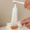 Cartoon Toothpaste Dispenser with Suction Base Wall-Mounted Roller Squeezer for Toothpaste Face Wash No-Waste Funny Bathroom Organizer for Kids Adults