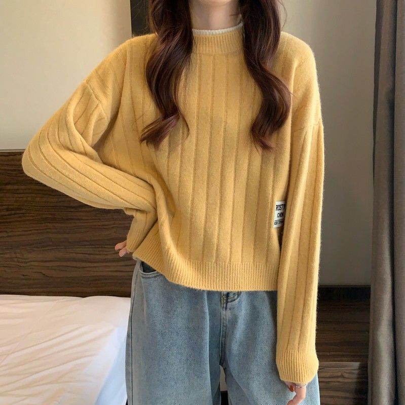 

Женский дизайнерский нишевый свободный короткий трикотажный топ на весну и осень в вертикальную полоску, универсальный для ношения как верхняя одежда или как нижнее белье 2XL