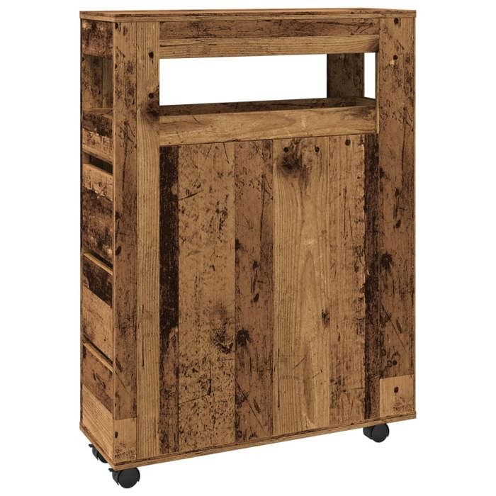 VidaXL Narrow Bathroom Cabinet On Wheels Old Wood, Narrow Bathroom Storage, Narrow Storage for Room 855275