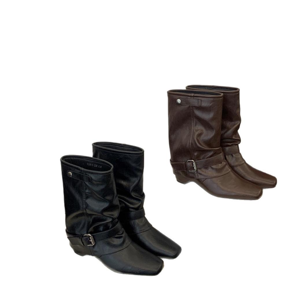 Huge Good-looking 2025 Autumn and Winter Small Short Boots Retro Square Head Western Cowboy Boots Locomotive Boots Xinjiang Original Travel Boots