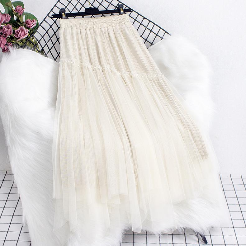 

Утолщенная юбка женская 2025 осень-зима бархатная сращивание бусин А-образная юбка из нерегулярной марли, надеваемая с обеих сторон One size