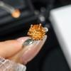 2025 Simple and Elegant Yellow Diamond Open Ring Women's Versatile Earnail Pendant Necklace Three Piece Set