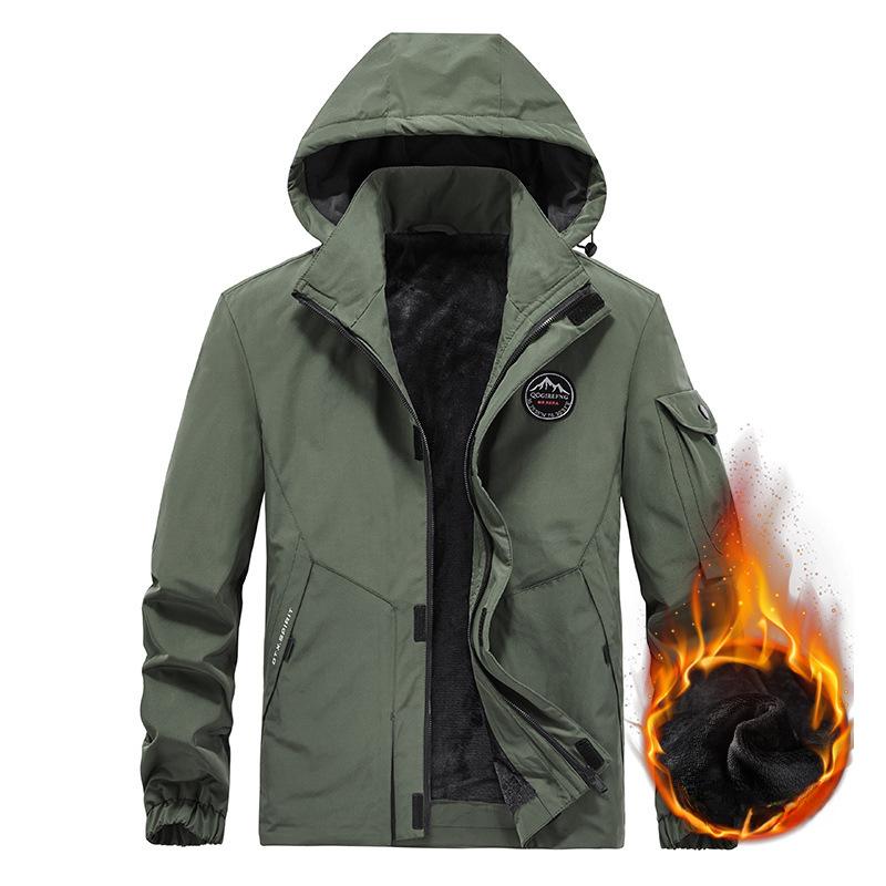 Autumn and Winter New Fleece Jacket Men's Military Tooling Large Size Multi-bag Can Be Off The Hat Thickened Jacket