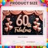 60th Birthday Banner Rhinestone Embellished Adult Birthday Background Birthday Celebration Display Sparkly Diamonds For Adult