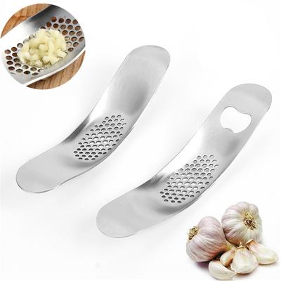 Stainless Steel Curved Garlic Press Mincer Manual Ginger Crusher Masher Multifunction Shredder Kitchen Fruit Vegetable Gadgets