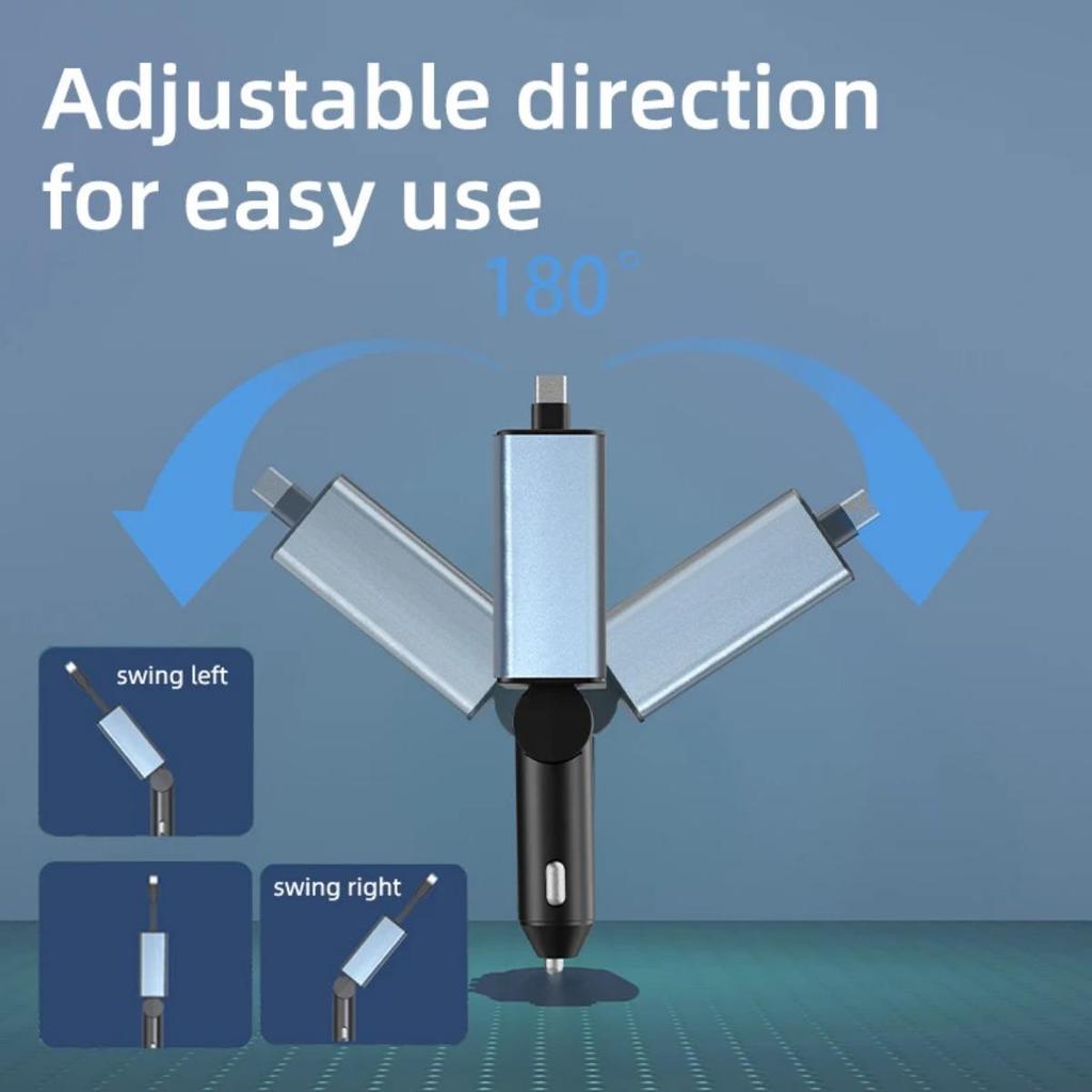 Bluetooth 5.3 Car MP3 Player Fast Charger PD USB Music Adapter with Telescopic Wire and LED Display