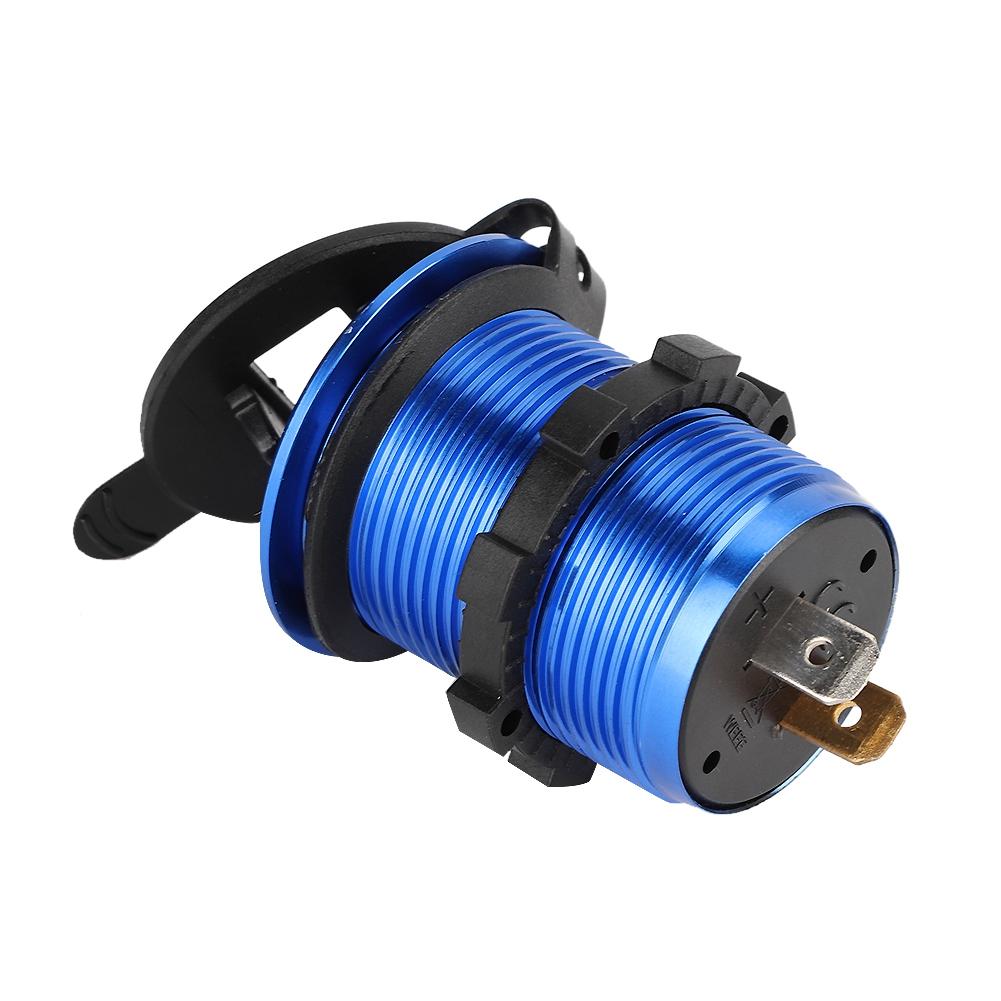12 24V Cigar Lighter Socket Power Adapter Dual USB Charger with LED Voltmeter for Motorcycle