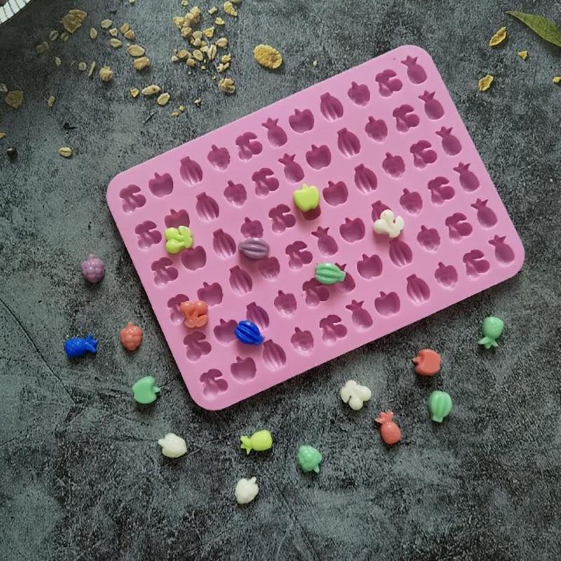 66 Holes Pineapple Candy Fudge Silicone Mold Mini Chocolate Ice Cube Tray Fruit Non-Stick Soft Jelly Mold
