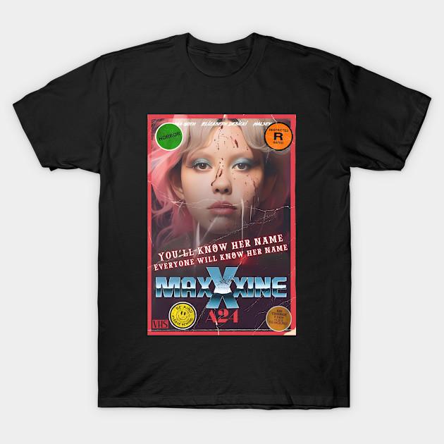 

Men Black Print T-shirt Maxxxine Movie Poster No-Cut Transfer Paper Print Cotton Tshirt 4XL